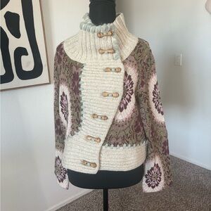 Anthropologie Sleeping On Snow Multicolor Cowl Neck Sweater